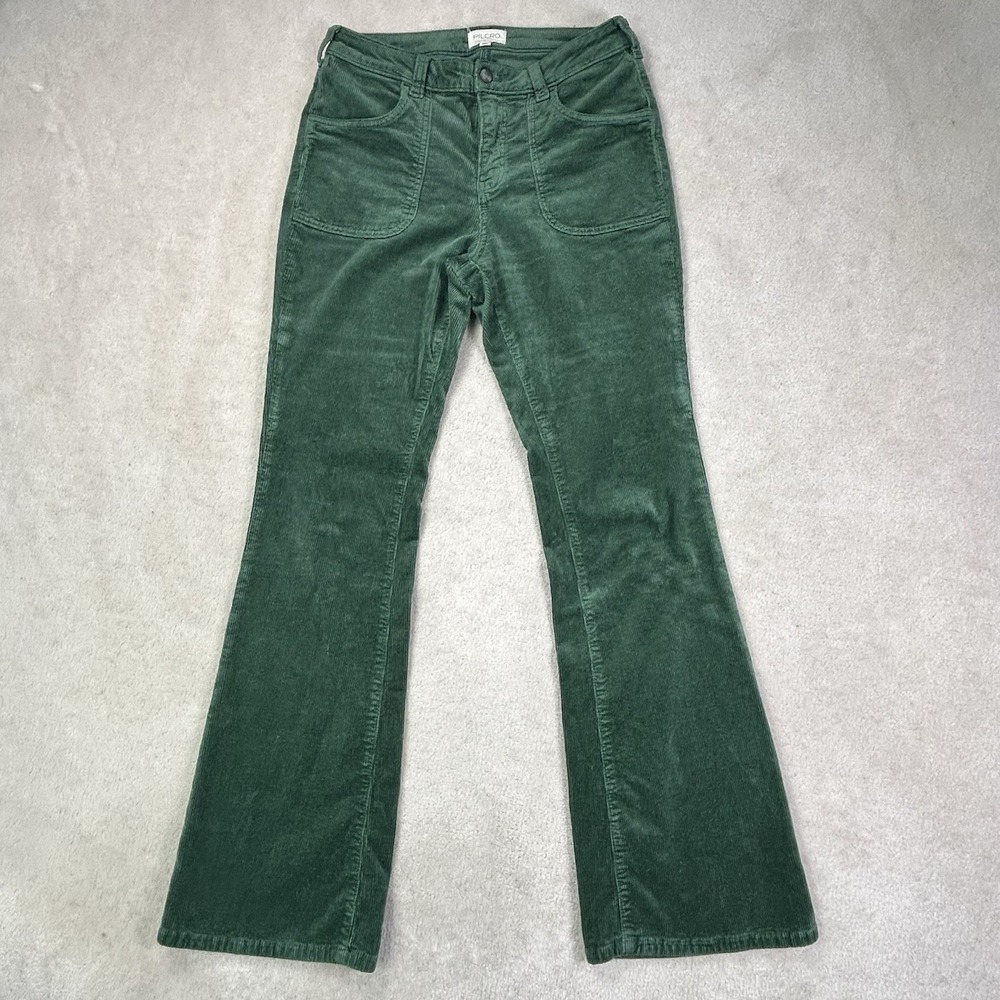 Pilcro Anthropologie Green Corduroy Bootcut Pants Sz 29 Fall Forest Flare